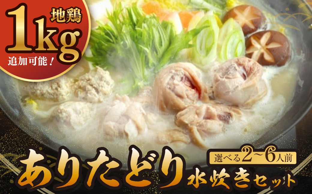 
            地鶏1kg追加も選べる！上田商店 ありた鶏水炊きセット（2～6人前） W08 ★レビューキャンペーン開催★
          