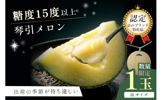 大玉 ３L【先行予約／限定500】京のブランド産品 京たんごメロン 琴引メロン 3Lサイズ 1玉（2026年6月下旬～発送）メロン 2026 先行予約　ふるさと納税 ご当地メロン 京都 京丹後 お取り寄せ フルーツ 果物 贈り物ギフトにも　JK00025