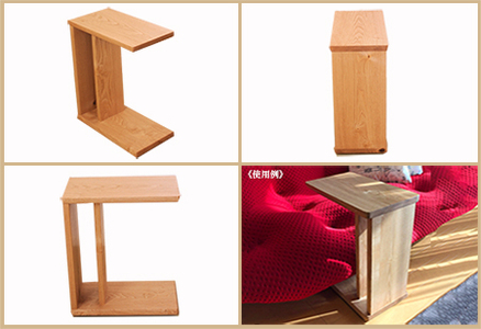 サイドテーブル 【低床式キャスター付き】高さ540mm(54cm）【国産クリ使用・オイル仕上げ】木製 手作り 机 収納 インテリア シンプル ナチュラル リビング 寝室 ベッドサイド【89-5】