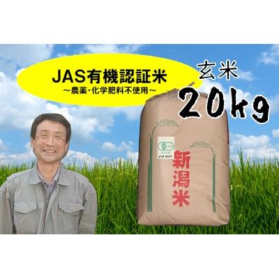ふるさと納税 阿賀野市 【令和8年産新米先行受付】JAS有機認証米 コシヒカリ 玄米 20kg