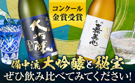 備中流大吟醸 秘宝 飲み比べセット コンクール金賞受賞 各720ml 計2本 嘉美心酒造 《30日以内に出荷予定(土日祝除く)》 岡山県 浅口市 日本酒 酒 大吟醸 さけ お酒 日本酒 酒