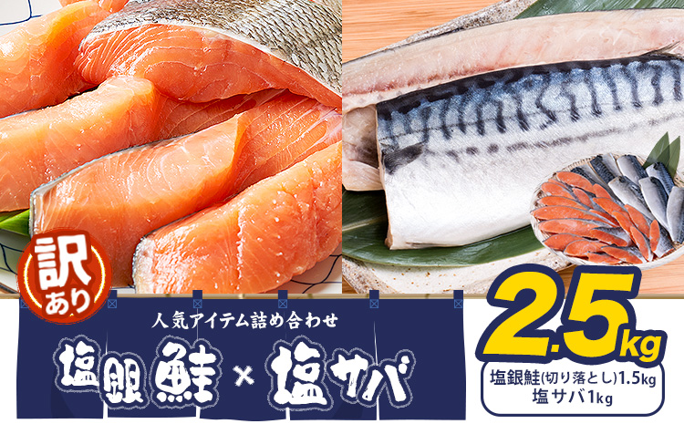 訳あり 人気アイテム 詰め合わせ 塩銀鮭 切り落とし 1.5kg + 塩サバ 1kg 合計 約 2.5kg 株式会社西川 《6月上旬-6月末頃出荷》千葉県 勝浦市 塩銀鮭 塩サバ 魚 切り落とし 冷凍 訳あり 手作り 惣菜【配送不可地域：離島】