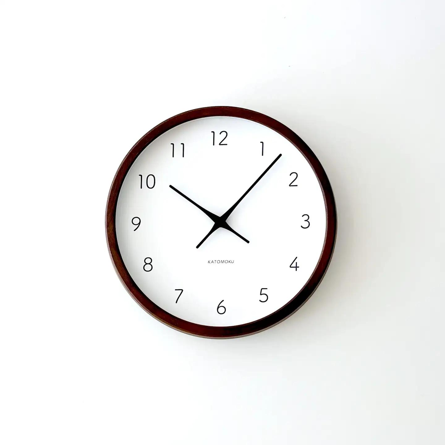 KATOMOKU muku clock 7 ≪km-60BR≫木製掛け時計(ブラウン/スイープムーブメント(連続秒針))【B25-BR-1】