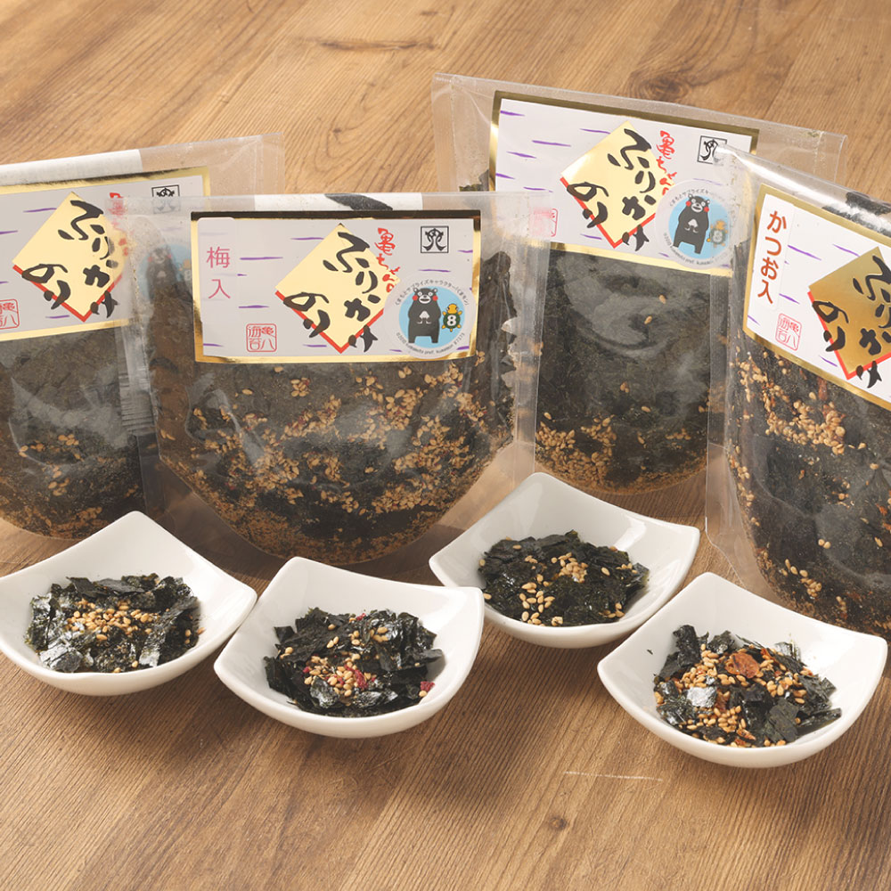 【ふるさと納税】亀ちゃんのふりかけのり 4種 食べ比べセット 計240g（60g×4種） のり・かつお・わさび・梅 ふりかけ 有明海苔 海苔 ごはんのお供 ご飯のお供 お弁当 ギフト 贈答 贈り物 自宅用 熊本県 熊本市 送料無料