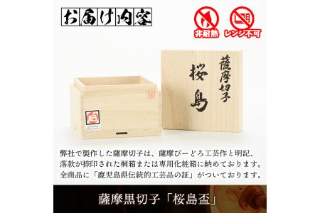 s177 鹿児島県指定伝統的工芸品 薩摩黒切子「桜島盃」【薩摩びーどろ工芸】