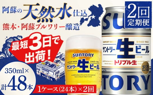 FKK19-899_ 【2回定期便】 サントリー 生ビール トリプル生 350ml ×1ケース (24缶)  熊本県 嘉島町 ビール サン生