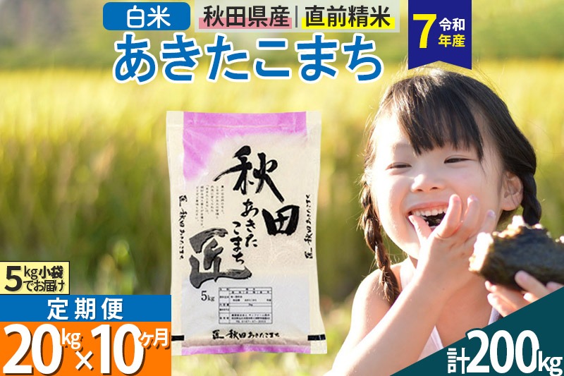 【白米】＜令和7年産＞ 《定期便10ヶ月》秋田県産 あきたこまち 匠 20kg (5kg×4袋)×10回 20キロ お米 |02_snk-010810s