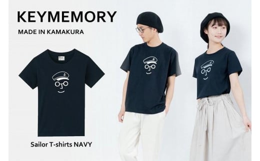 《0》【KEYMEMORY鎌倉】セーラー帽イラストTシャツ NAVY