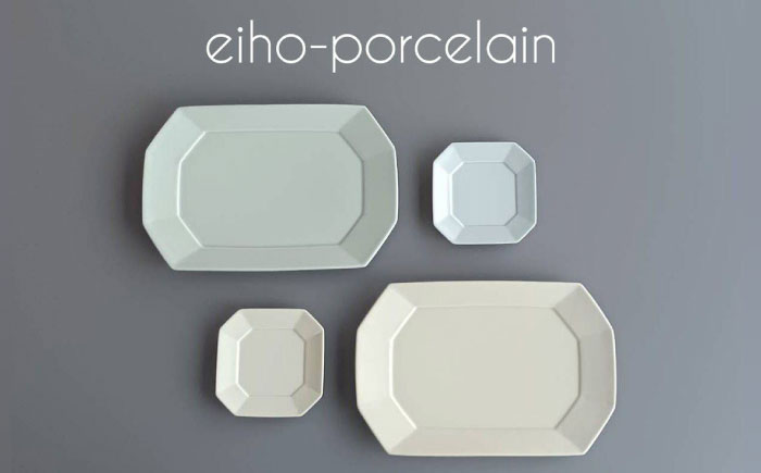 【波佐見焼】角 プレート L・S ミントブルー・アイボリー 4枚セット【永峰製磁】【eiho】 [RA39]