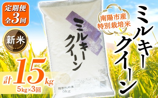 
                  【令和8年産 新米 先行予約】 【金賞受賞農家】 《定期便3回》 特別栽培米 ミルキークイーン 5kg×3か月 《令和8年9月下旬～発送》 『あおきライスファーム』 山形南陽産 米 白米 精米 ご飯 農家直送 山形県 南陽市 [1613-R8A]
                