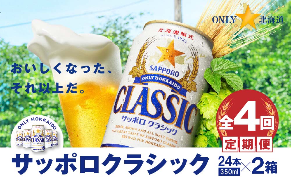 『定期便：全4回 』サッポロクラシック350ml×24本×2箱【北海道限定】【30009801】