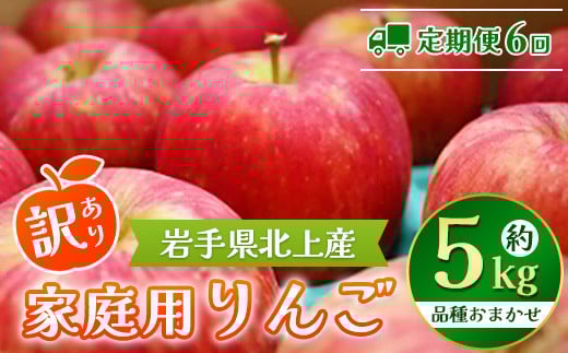 
            ＼予約受付 10月 発送開始 ／【 6ヶ月 定期便 】 北上産リンゴ 約 5kg 岩手県産 黄王 つがる ジョナゴールド 星の金貨 スリムレッド ふじ フジ シナノゴールド 王林 冷蔵 季節限定 国産 りんご 林檎 岩手県 北上市 L0101 P&Cリンク
          
