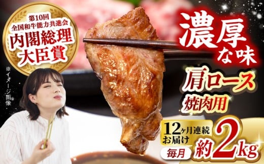 【月1回約2kg×12回定期便】長崎和牛 肩ロース（焼肉用）計24kg 長崎県/長崎県農協直販 [42ZZAA142]  肉 牛 和牛 ロース 焼肉 焼き肉 西海市 長崎 九州 定期便