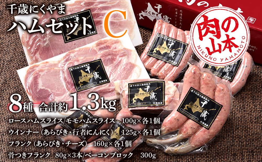 ハムギフトセットC 8品 詰合せ ハム ソーセージ ベーコン 〈肉の山本〉