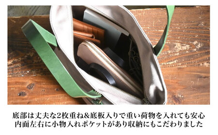 帆布トートバッグMサイズ サンドベージュ×選べる本革持ち手６色　コニャック(琥珀色)[AQAY239] トートバッグ