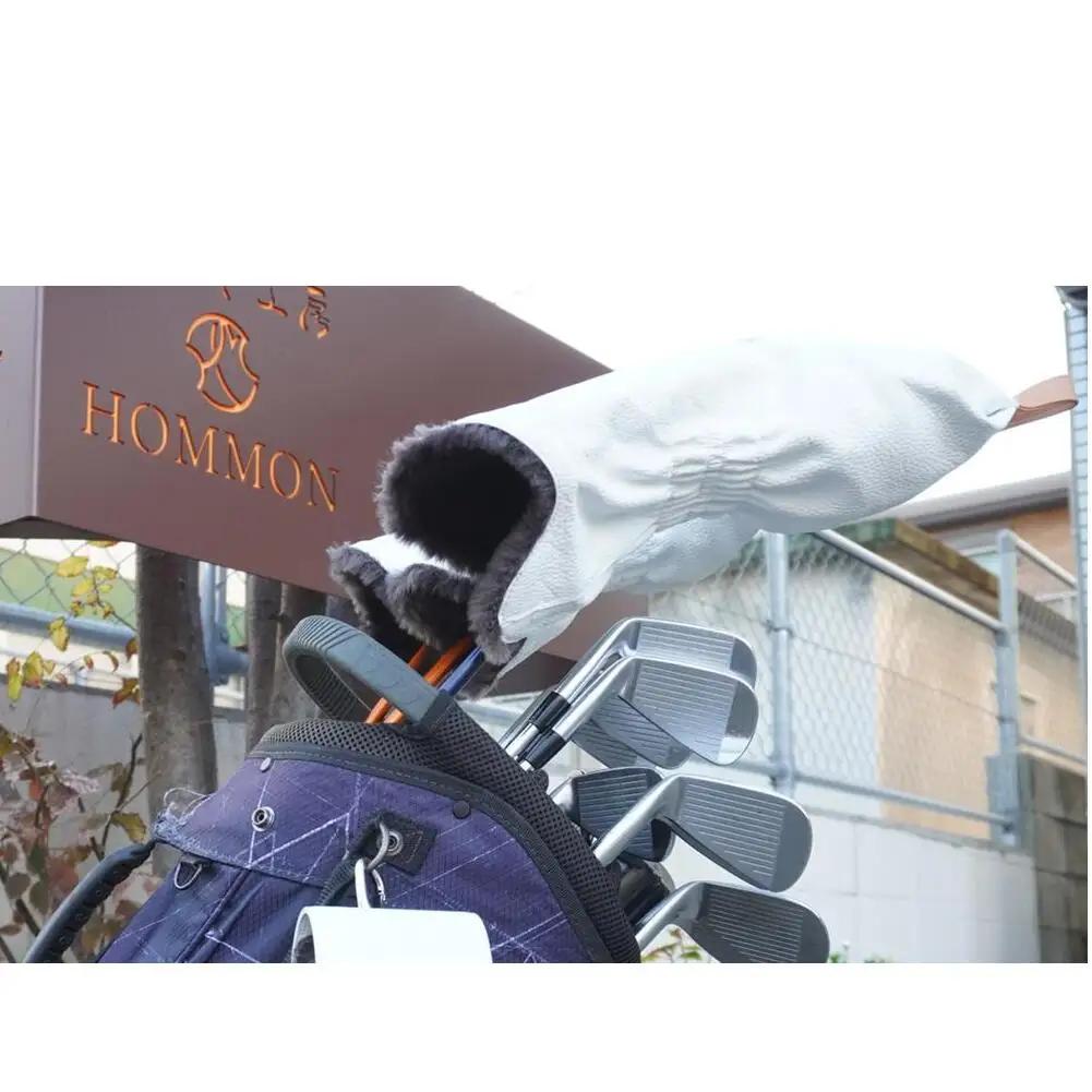 【カラー選択可】博多革工房HOMMONが作ったゴルフウッド用ヘッドカバー【牛革】 ブラック＃7