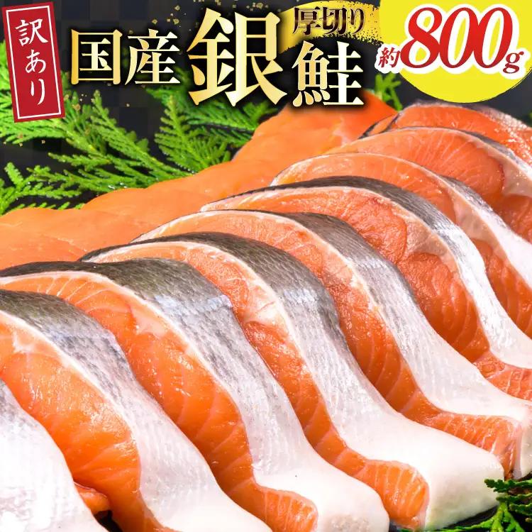 訳あり 国産 減塩 厚切り 塩銀鮭 切身 計 800g 