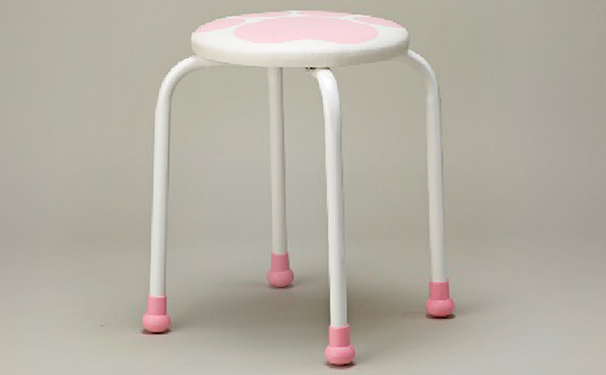 かわいい肉球柄のスツール（イス）　ピンク