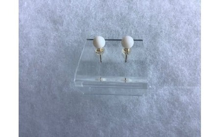 白Tama ピアス 6.6mm～7.0mm | 珊瑚 白珊瑚 サンゴ さんご 白サンゴ ピアス ゴールド アクセサリー 高知県 南国市