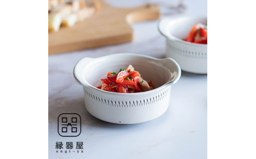 AA111 小石原焼 カネハ窯 飛び鉋グラタン皿(白ツヤ×S)