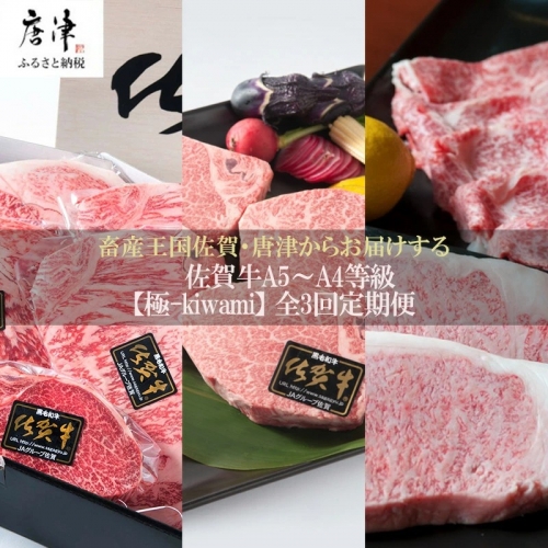 「定期便全3回」 佐賀牛 極-kiwami- 寄附翌月から発送 ステーキ各種(2.35kg) ももスライス(400g) A5～A4等級 ギフト 贈り物 「2022年 令和4年」