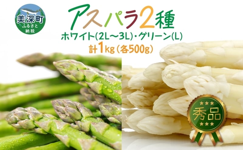 
            秀品 アスパラセット 計1kg ホワイトアスパラ 2L 3L グリーンアスパラ 各500g アスパラ アスパラガス 野菜 新鮮 旬の野菜 朝採れ フレッシュ 野菜 お取り寄せ グルメ 甘い 春 春野菜 旬の味覚 季節 贈り物 送料無料 北海道産 美深町[№5894-0700]
          