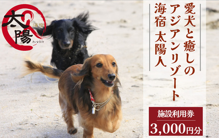 愛犬と癒しのアジアンリゾート 海宿 太陽人　施設利用券 3,000円分　【 宿泊 犬 】