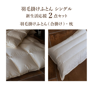 布団 【新生活応援】羽毛合い掛けふとん 枕 2点セット(シングル) 布団