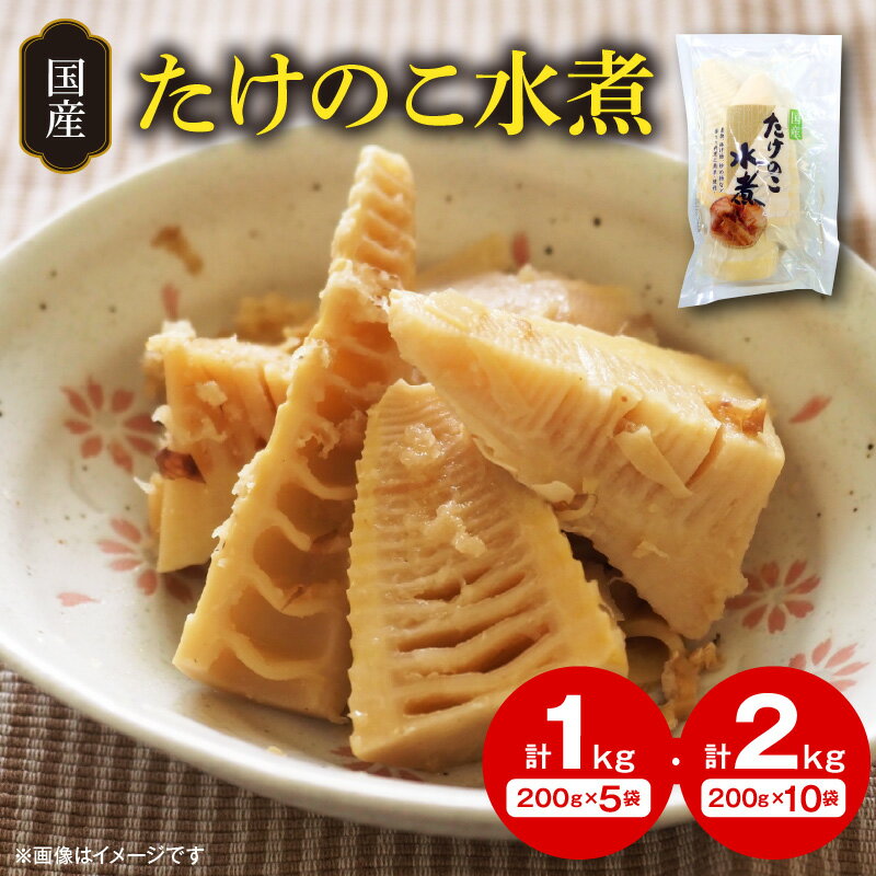 【ふるさと納税】国産 たけのこ 水煮 200g × 5袋 / 10袋 合計 1kg / 2kg 小分け パック 簡単調理 常温 グルメ 食品 食べ物 野菜 山の幸 山菜 株式会社大久保商店 宮崎県 延岡市 お取り寄せ 送料無料