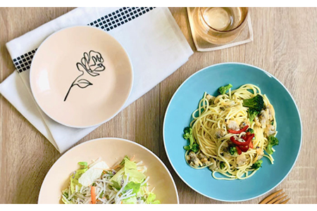 【美濃焼】COCO パスタボウル・プレート 食器 2色 6点 セット カトラリー付 【株式会社カネセ】深皿 パスタ皿 ペア [MCA008]
