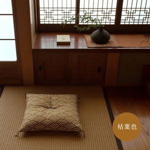和柄の綿ざぶとん 枯葉色 座布団