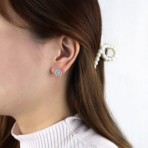 K18ホワイトゴールド＆ダイヤモンド サークルモチーフピアス【TE-111】