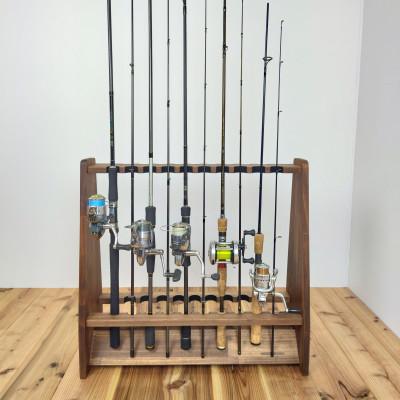 ふるさと納税 横手市 ロッドスタンド両面19本掛け+リールスタンド両面Lサイズ /本体:ブラウン　フェルト:ブラック |  | 03