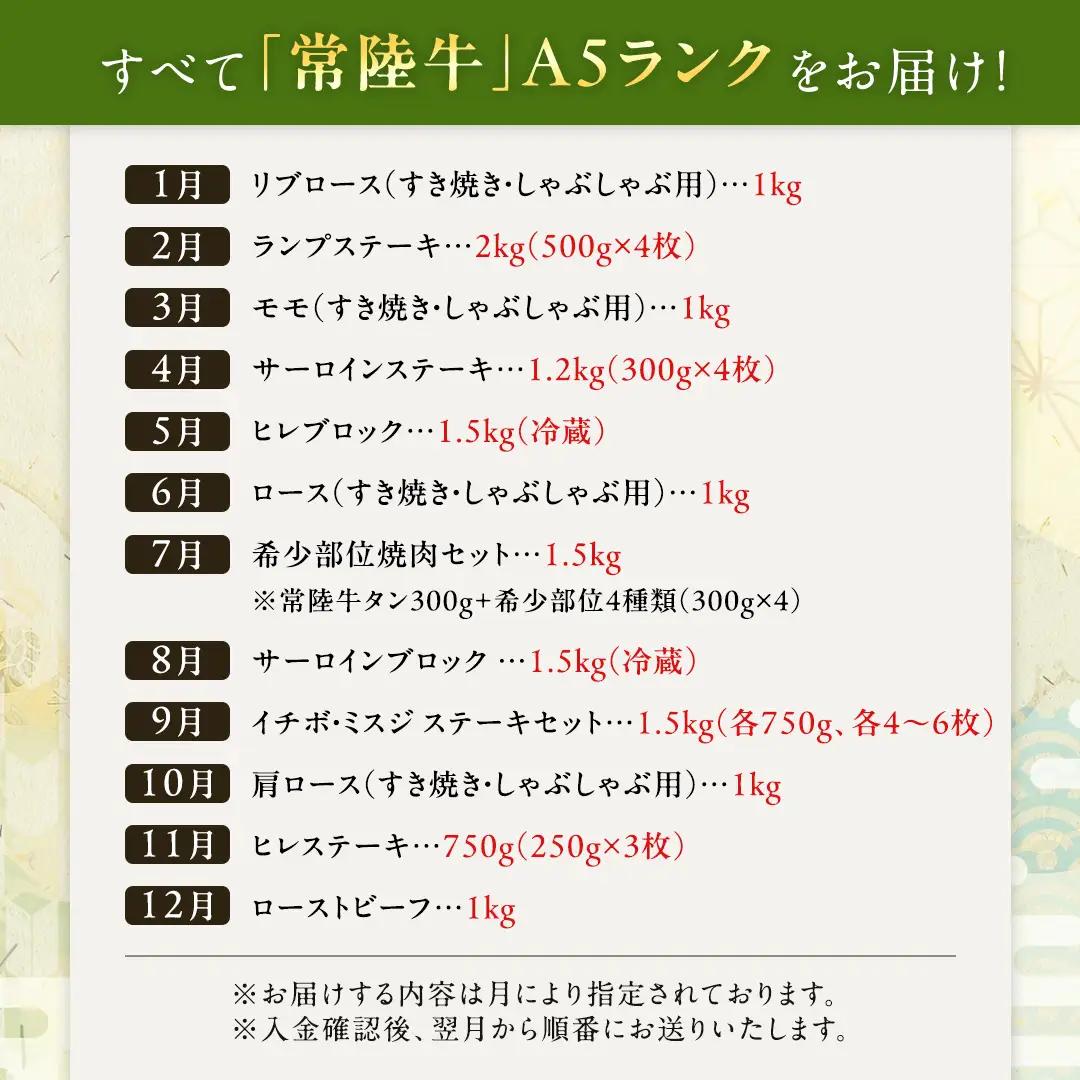 【 定期便 12ヶ月 連続 】 常陸牛 最高級 A5 ランク のみ 極上 プレミアム コース 茨城県共通返礼品 黒毛和牛 国産黒毛和牛 和牛 国産 牛肉 牛 お肉 肉 ひたち牛  [CD032sa]