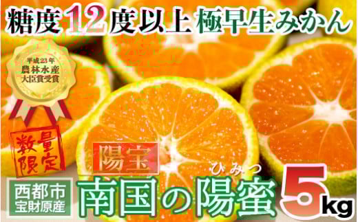 
            【先行予約】極早生みかん 5kg「南国の陽蜜・陽宝」宮崎県西都産＜1.5-169＞
          