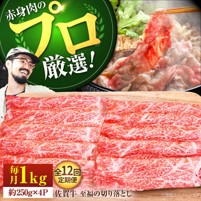 【ふるさと納税】【牧場直送】【12回定期便】佐賀牛 至福の切り落とし 1000g（250g×4パック）【佐賀セントラル牧場】A4 A5 黒毛和牛 肉 牛肉 切落し 和牛 国産牛 スライス すき焼き しゃぶしゃぶ 高評価 人気 おすすめ 定期便 佐賀県 白石町 [IAH096]