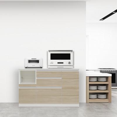 ふるさと納税 大川市 レギュレート 幅140cm・高さ90cm キッチンカウンター ホワイト/グレージュ |  | 01