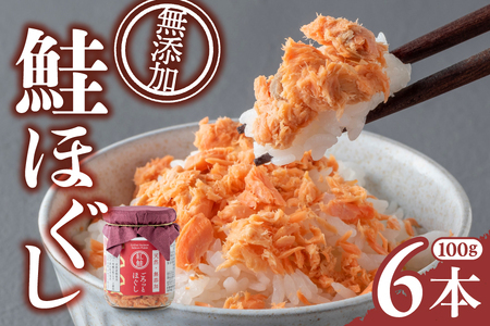 【定期便6ヶ月】 無添加 紅鮭ごろっとほぐし 600g (100g×6個)×6ヶ月 計36本 無着色 あらほぐし 子ども 瓶 小分け 紅鮭 しゃけ さけ 塩 天然 ふりかけ 手ほぐし セット 不使用 子供 防災 備蓄 非常食 簡単おかず　k-pb-gh6-t6