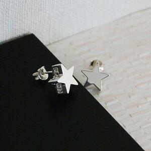 ブランツ 星のピアス ｜ 星型 ピアス シルバー 立体 装飾  両耳 五芒星 星空 宙ジュエリー 鏡面 星 star スター 流星 シルバー 銀 耳飾り 天体 夜空