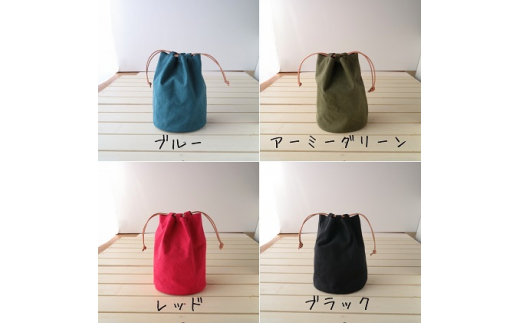 丸底の巾着バッグ　L　アーミーグリーン / アトリエSASSA / 富山県 朝日町 [34310188]
