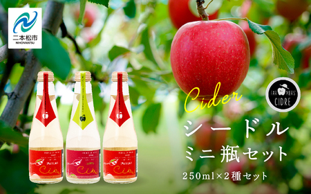 ワイン シードルミニ瓶セット（ふじりんご2本／つがるりんご1本）250ml×3本【ふくしま農家の夢ワイン株式会社】
