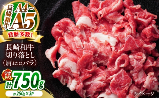 【訳あり】【A4～A5】長崎和牛切り落とし 750g（250g×3）/ 牛肉 ぎゅう肉 和牛 / 南島原市 / 株式会社MEAT PLUS [SHG037]