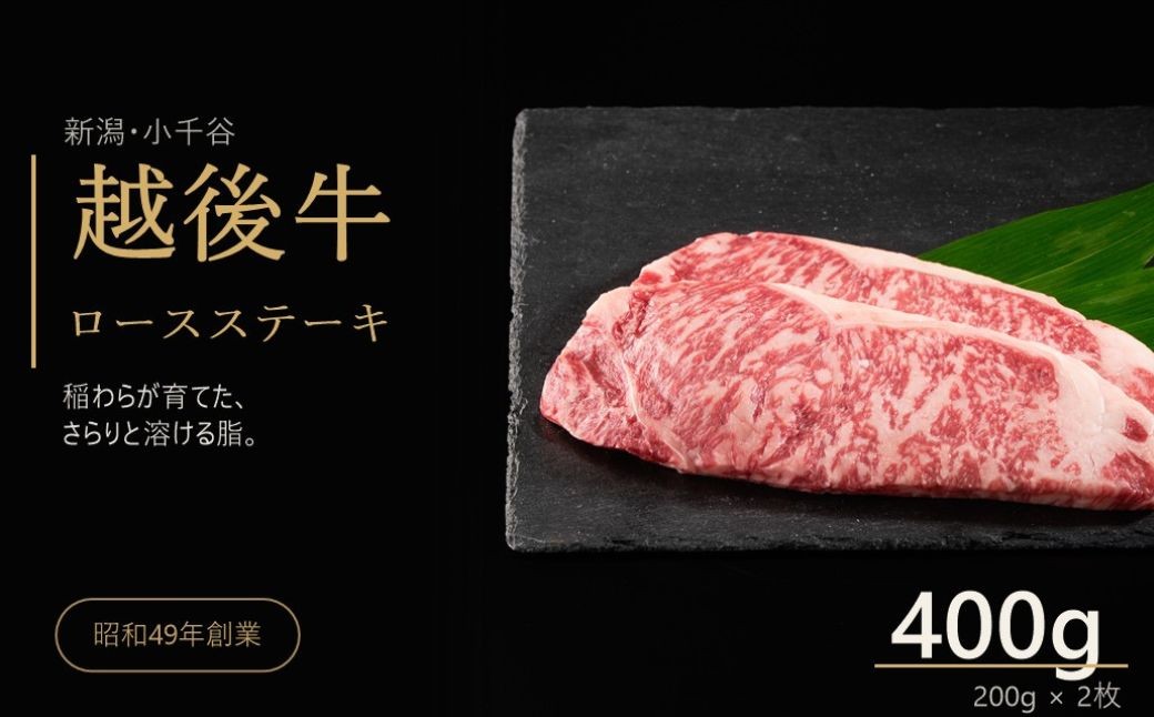
                  【越後牛 ロースステーキ 400g】200g×2枚 新潟県産ブランド牛 三国 | 越後牛 牛肉 和牛 国産牛 ブランド牛 新潟県産 ロース ロースステーキ ステーキ 焼肉 冷凍 ギフト にいがた おぢや 新潟県 小千谷市 【0043-0001-01】
                