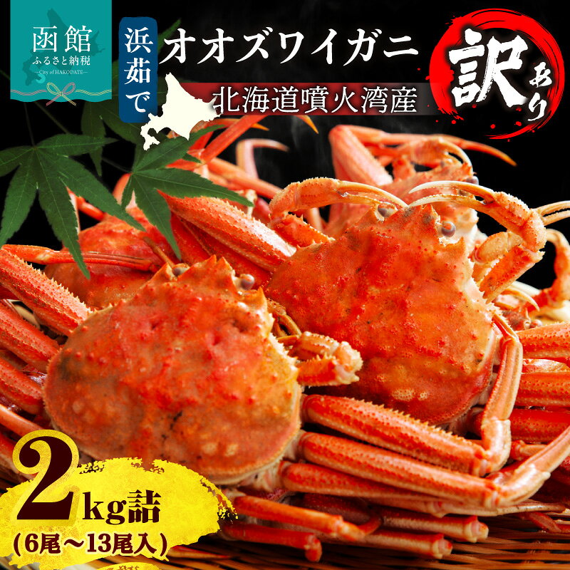 【ふるさと納税】【訳あり】浜茹で オオズワイガニ 2kg 詰め セット 噴火湾産 新鮮 急速冷凍 足折れ 足もげ 2枚皮 身入り 解凍するだけ 茹でたて かに 味わい 家庭用 海鮮 海の幸 お取り寄せ グルメ 北海道 函館市 送料無料