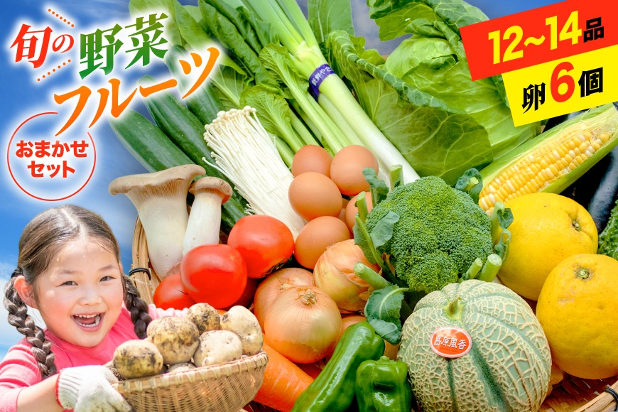 【CF01】BE236 旬の野菜・フルーツ (12～14品目)・卵 (6個) おまかせ セット[ 野菜 果物 卵 やさい くだもの 果物 タマゴ たまご 詰め合わせ フードショップ江戸屋 長崎県 島原市 ]