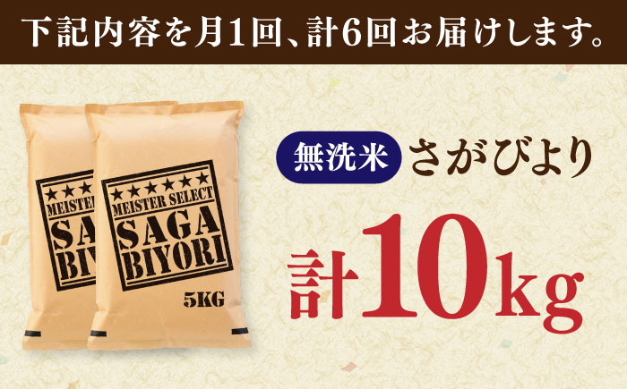 【全6回定期便】さがびより 無洗米 10kg（5kg×2袋） / お米 ふるさと納税 送料無料 / 佐賀県 / 大塚米穀店 [41ANAD022]