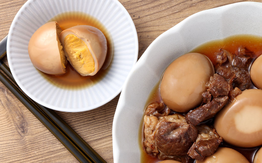 【数量限定】 味しみ！ たけたんたまご 牛すじ入り 2パック 煮卵3個+ 牛すじ 3枚入り 533g 計1066g 煮卵