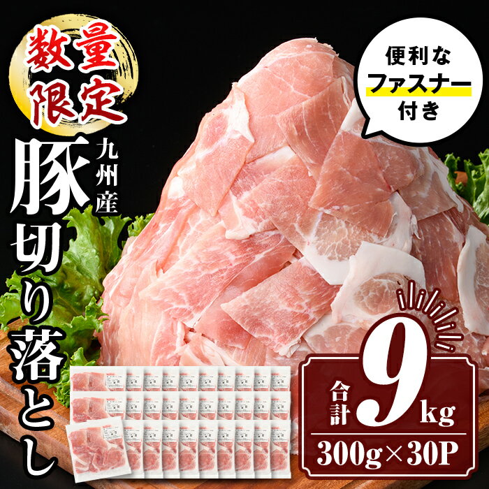 【ふるさと納税】【生活応援：数量限定】九州産 豚肉切り落とし (合計9.0kg) 国産 真空包装 真空パック ファスナー 小分け 切落とし ぶたにく 豚 肉 冷凍 【サンキョーミート株式会社】