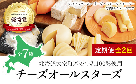 チーズオールスターズ定期便全2回 【 ふるさと納税 人気 おすすめ ランキング チーズ ちーず 乳製品 カマンベールチーズ チェダーチーズ ゴーダチーズ スモークチーズ モッツァレラチーズ しじ美チーズ醤油漬け すりおろしチーズ粉雪 生乳 乳 国産 国産チーズ 食べ比べ セット 詰合せ 詰め合わせ アソート 家飲み 北海道生乳 おつまみ 北海道産 定期便 北海道 大空町 送料無料 】 OSA023