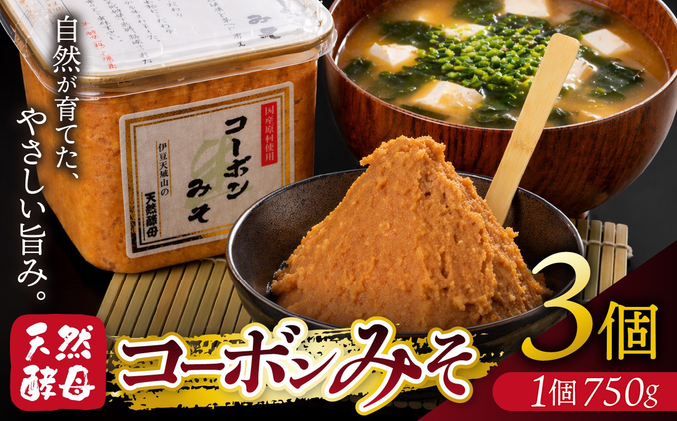 
                  天然酵母「コーボンみそ」（750g×3個）| 生みそ 味噌 発酵 熟成 静岡県 伊豆の国市
                